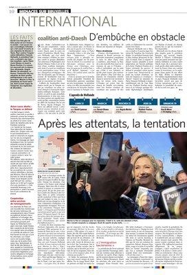 Après les attentats, la tentation Marine Le Pen Après les attentats, la tentation Marine Le Pen