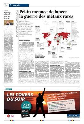 Pékin menace de lancerla guerre des métaux rares Pékin menace de lancerla guerre des métaux rares