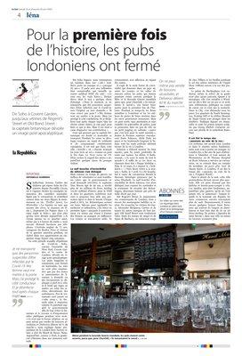 Pour la première fois de l’histoire, les pubs londoniens ont fermé Pour la première fois de l’histoire, les pubs londoniens ont fermé