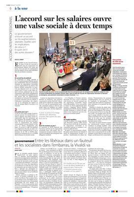 L’accord sur les salaires ouvre une valse sociale à deux temps L’accord sur les salaires ouvre une valse sociale à deux temps