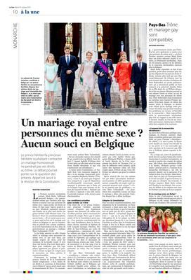 Un mariage royal entre personnes du même sexe? Aucun souci en Belgique Un mariage royal entre personnes du même sexe? Aucun souci en Belgique