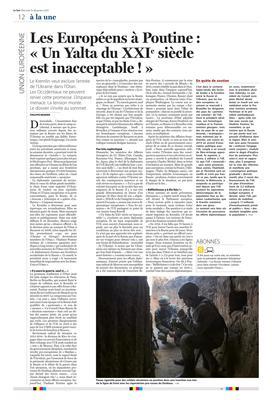 Les Européens à Poutine: «Un Yalta du XXIe siècleest inacceptable!» Les Européens à Poutine: «Un Yalta du XXIe siècleest inacceptable!»