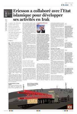 Ericsson a collaboré avec l’Etat islamique pour développer ses activités en Irak Ericsson a collaboré avec l’Etat islamique pour développer ses activités en Irak