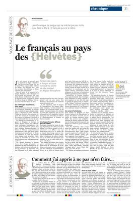 Le français au pays des Helvètes Le français au pays des Helvètes