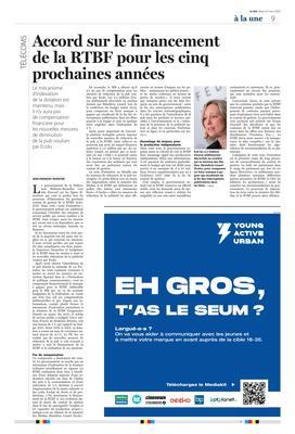 Accord sur le financementde la RTBF pour les cinq prochaines années Accord sur le financementde la RTBF pour les cinq prochaines années