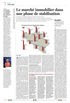 Le marché immobilier dans une phase de stabilisation Le marché immobilier dans une phase de stabilisation